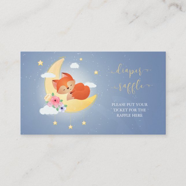Cute Little Fox baby shower diaper raffle Enclosure Card (Front)