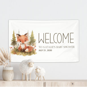 Cute Little Fox Baby Shower Welcome Banner