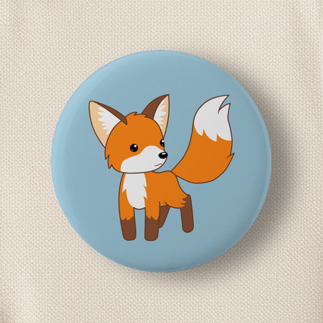 Cute Little Fox Blue 2 Inch Round Button (Creator Uploaded)