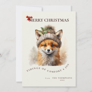 Cute Little Fox Christmas Greetings Card