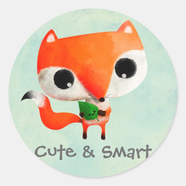 Cute Little Fox Classic Round Sticker (Front)