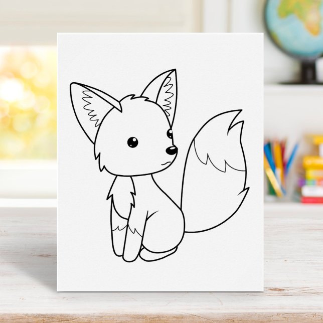 Cute Little Fox Colouring Page Poster (Creator Uploaded)