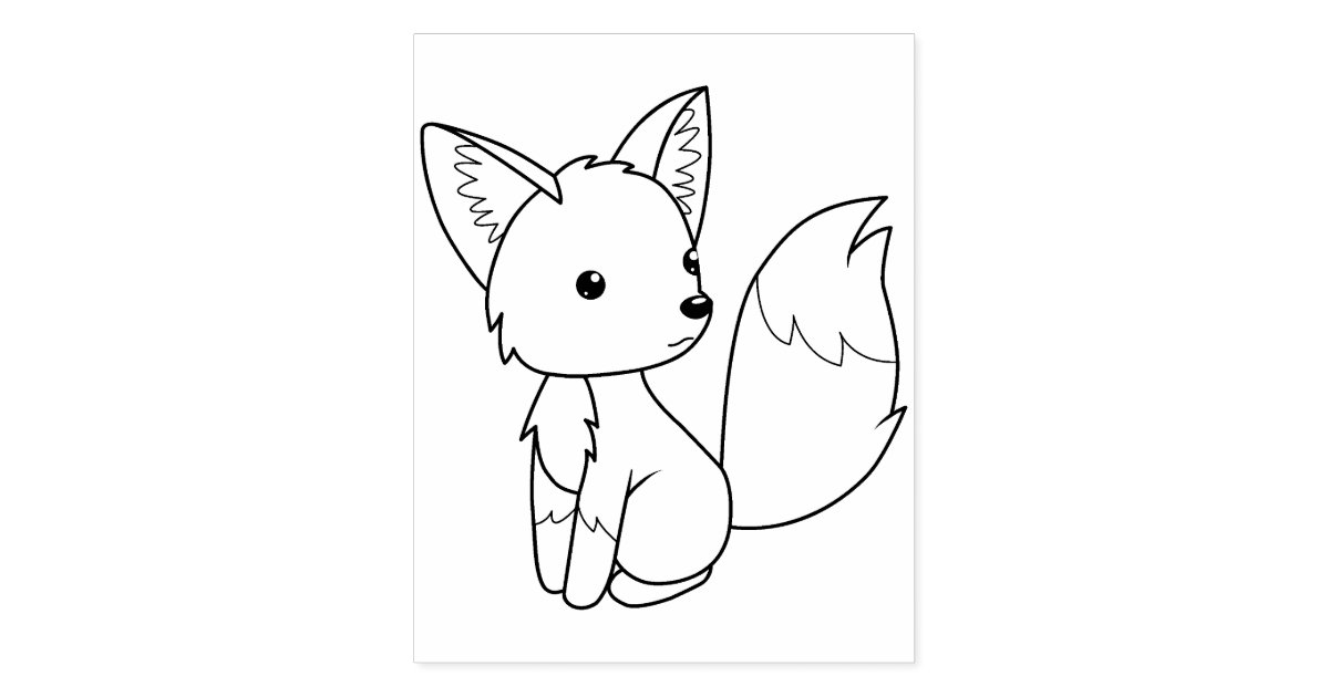 Download Cute Little Fox Colouring Page Rubber Stamp | Zazzle.ca