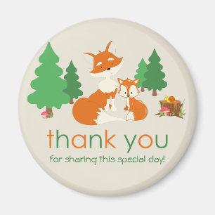 Cute Little Fox et maman Thank You Magnet