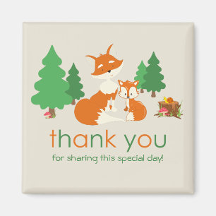 Cute Little Fox et maman Thank You Magnet