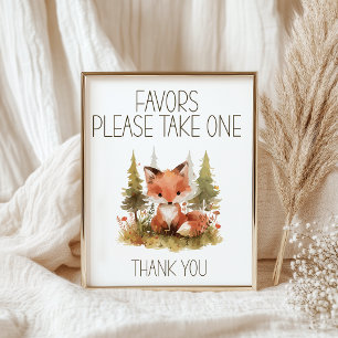 Cute Little Fox Favours Baby Shower Sign