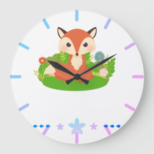 Cute Little Fox Large Clock