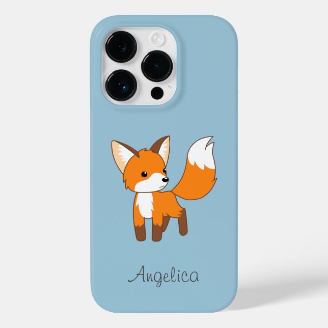 Cute Little Fox on Blue Case-Mate iPhone Case (Back)