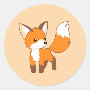 Cute Little Fox on Cream Classic Round Sticker