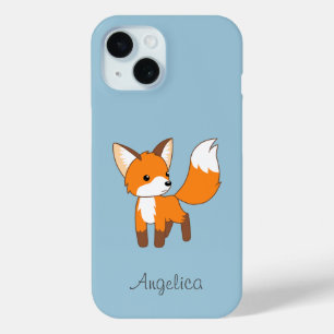 Cute Little Fox on Peach iPhone 15 Case