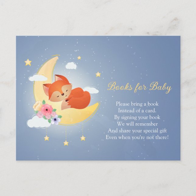 Cute little fox on the moon books for baby postcard (Front)