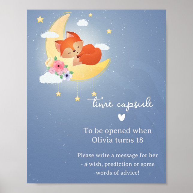 Cute little fox on the moon Time Capsule    Poster (Front)