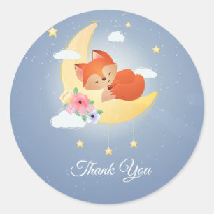 Cute little fox on the moon woodland classic round sticker