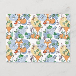 Cute Little Fox Pattern Holiday Postcard