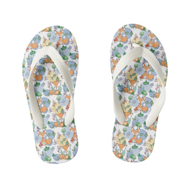 Cute Little Fox Pattern Kid's Flip Flops (Footbed)