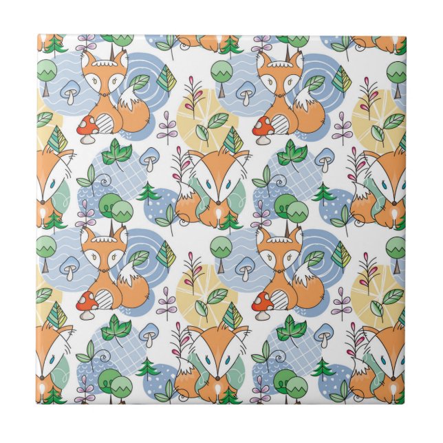 Cute Little Fox Pattern Tile (Front)