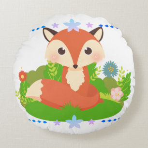 Cute Little Fox Round Pillow
