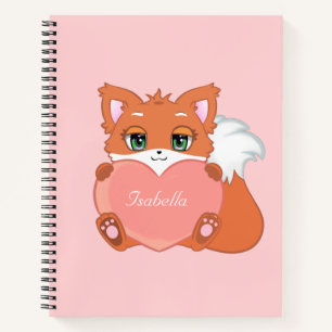 Cute Little Fox tenant un Carnet de coeur