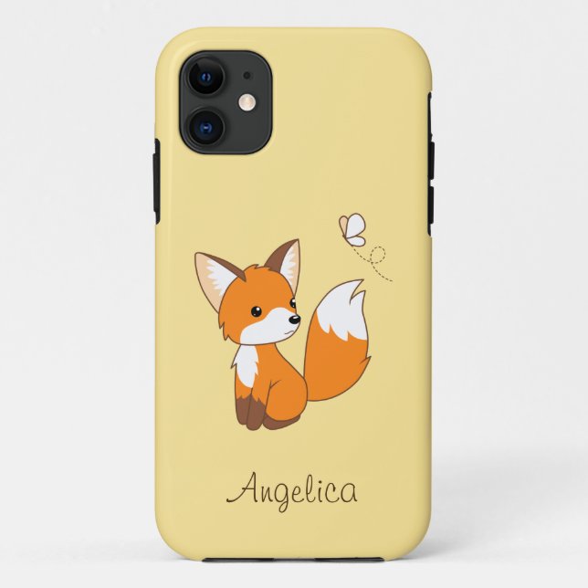 Cute Little Fox Watching Butterfly Case-Mate iPhone Case (Back)