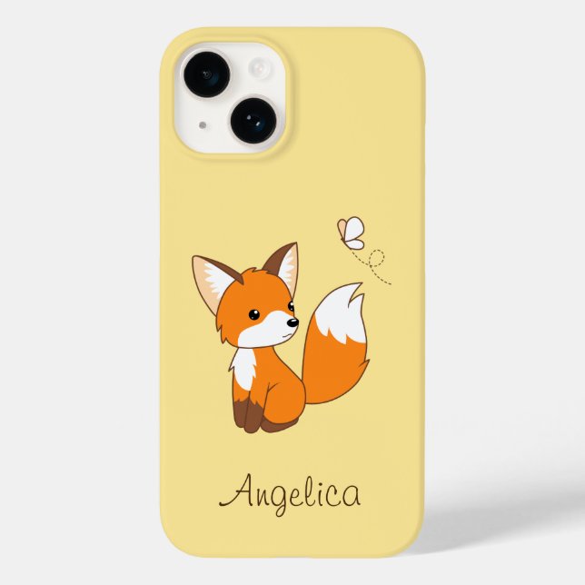 Cute Little Fox Watching Butterfly Case-Mate iPhone Case (Back)
