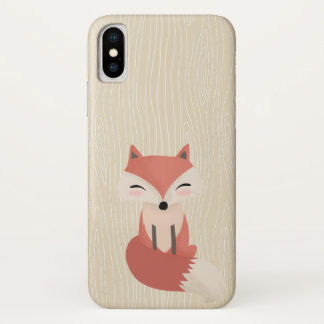 Cute Little Fox Woodland Animal Woodgrain Case-Mate iPhone Case