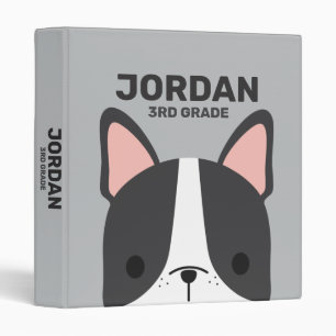 Cute Little French Bulldog with Personalized Name  Binder