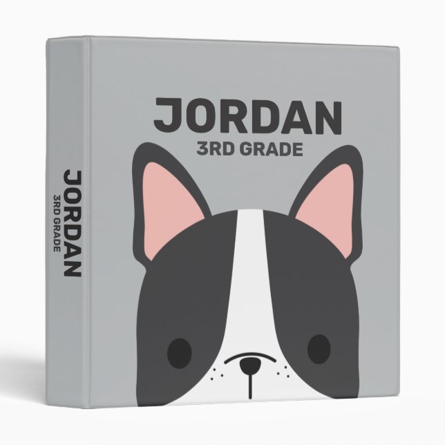 Cute Little French Bulldog with Personalized Name  Binder (Front/Spine)