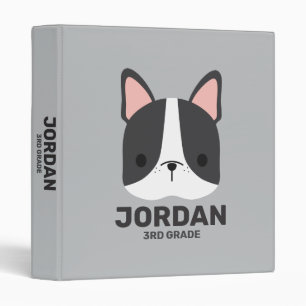 Cute Little French Bulldog with Personalized Name Binder