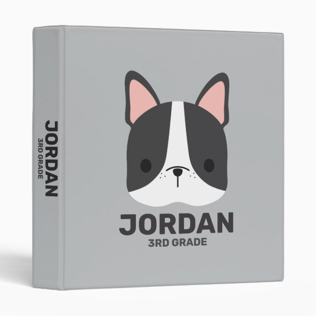 Cute Little French Bulldog with Personalized Name  Binder (Front/Spine)