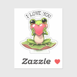 Cute Little Frog Holding a Heart   I Love You