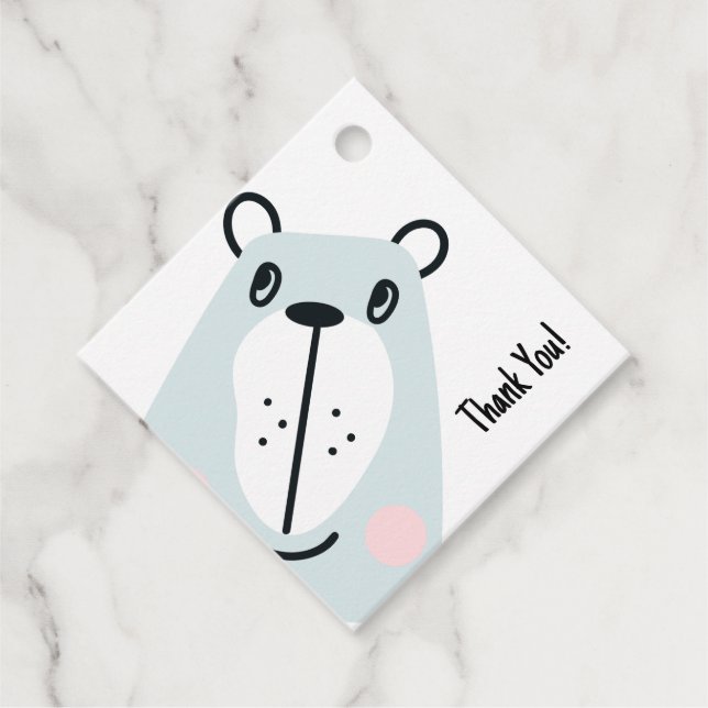 Cute little funny bear favour tags (Front)