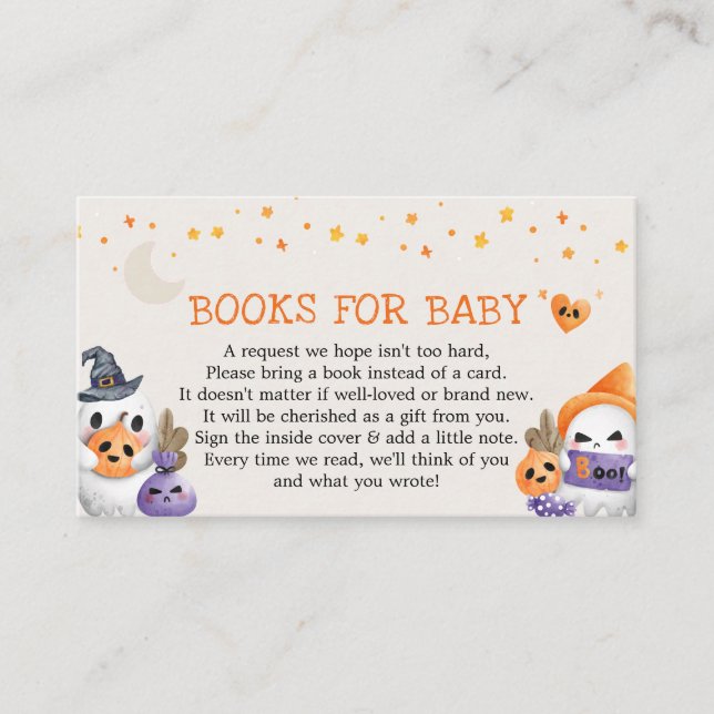 Cute Little Ghost Baby Shower Books for Baby Enclosure Card (Front)