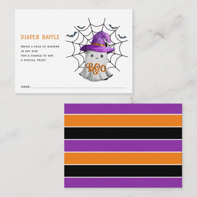 Cute little ghost Diaper raffle baby shower Enclosure Card (Front/Back)