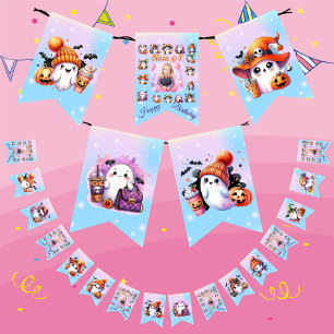 Cute Little Ghost Halloween 5th Birthday Bunting Flags