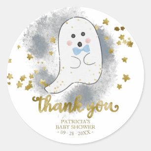 Cute Little Ghost Halloween Baby Shower Thank You  Classic Round Sticker