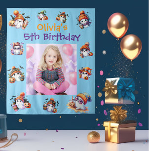 Cute Little Ghost Halloween Girl Birthday Photo Tapestry