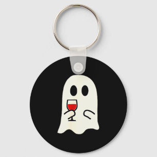 Cute Little Ghost Red Wine Gl Halloween  Keychain