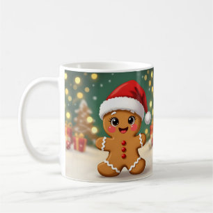 Cute little gingerbread man with Christmas hat Coffee Mug