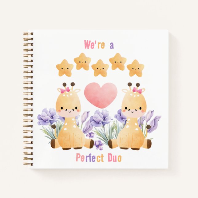 Cute Little Giraffe Notebook | We're a Perfect Duo (Front)