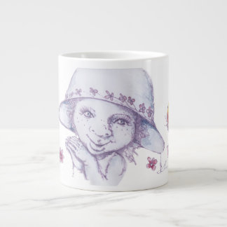 Cute little girl admiring butterflies large coffee mug