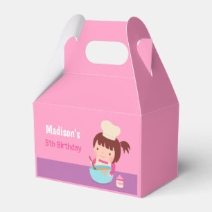 Cute Little Girl Baking Chef Birthday Party Favor Box