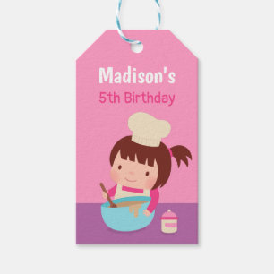 Cute Little Girl Baking Chef Birthday Party Favour Gift Tags