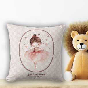Cute Little Girl Ballerina Nursery Throw Pillow