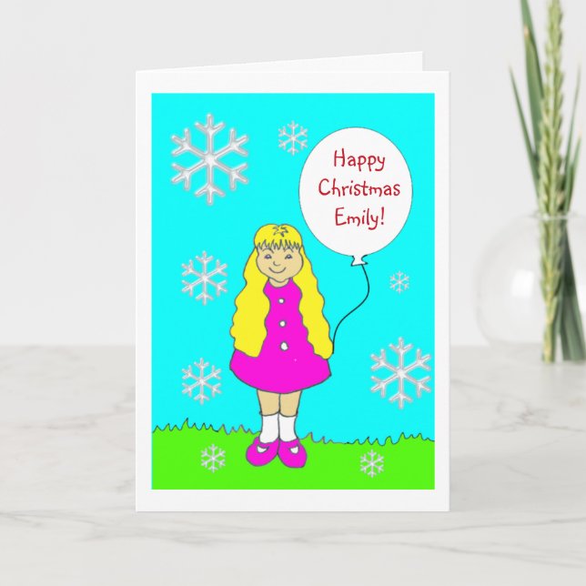 Cute Little Girl Christmas Card (Front)