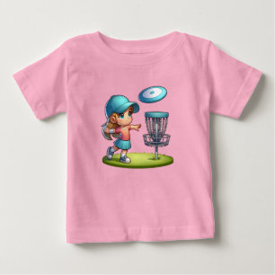 Cute Little Girl Disc Golf Cartoon Baby T-Shirt