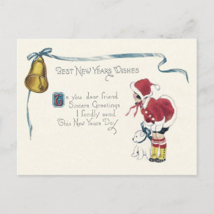 Cute Little Girl Dog Bell Postcard
