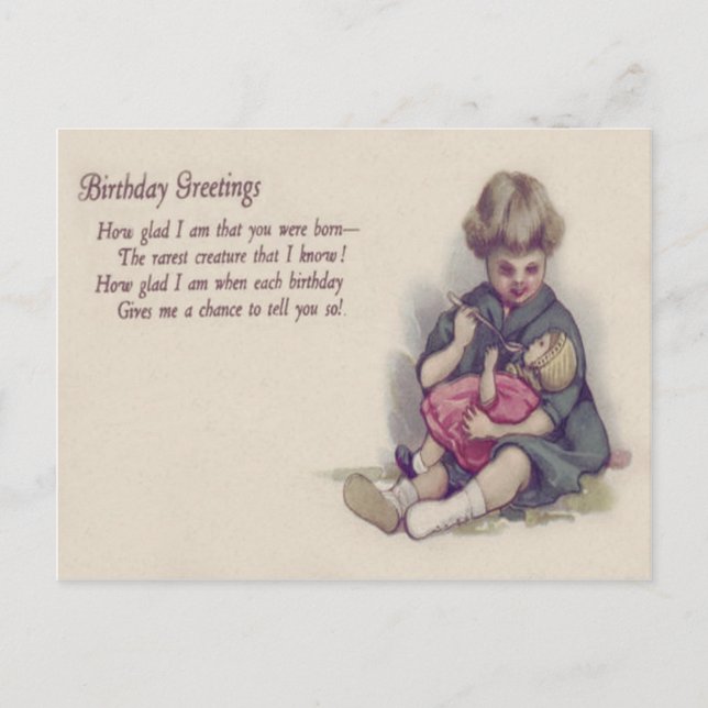 Cute Little Girl Feeding Her Doll Postcard (Front)