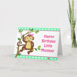 Cute Little Girl Monkey Card