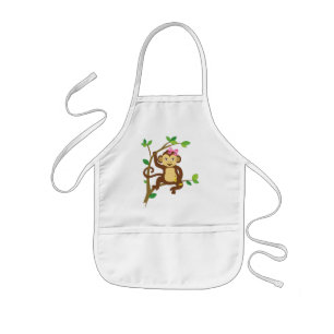 Cute Little Girl Monkey Kids Apron