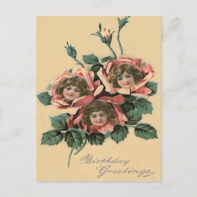 Cute Little Girl Rose Postcard (Front)